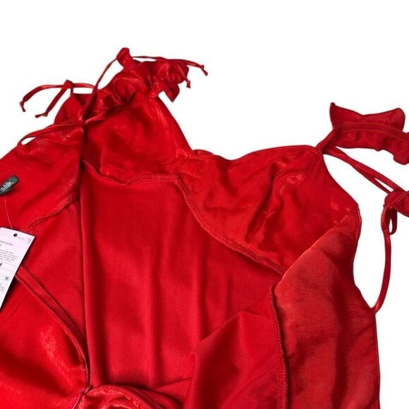 Wild Fable NWT red rosette mini babydoll holiday dress size M - Picture 5 of 14